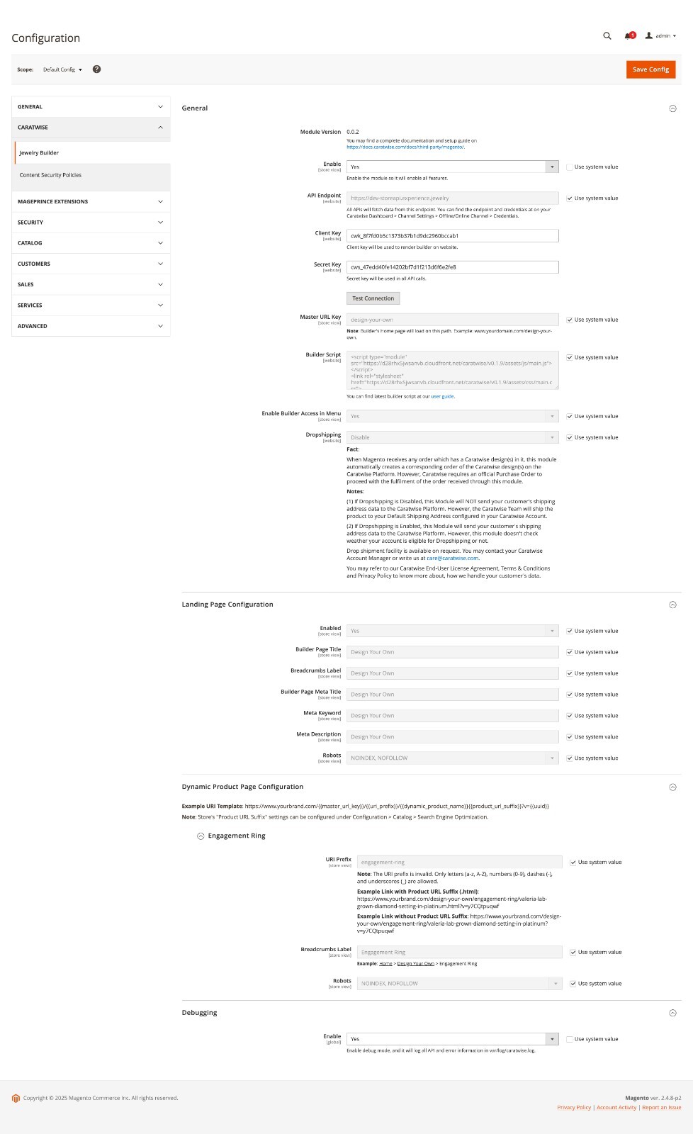 Magento Admin Configuration Screenshot Placeholder