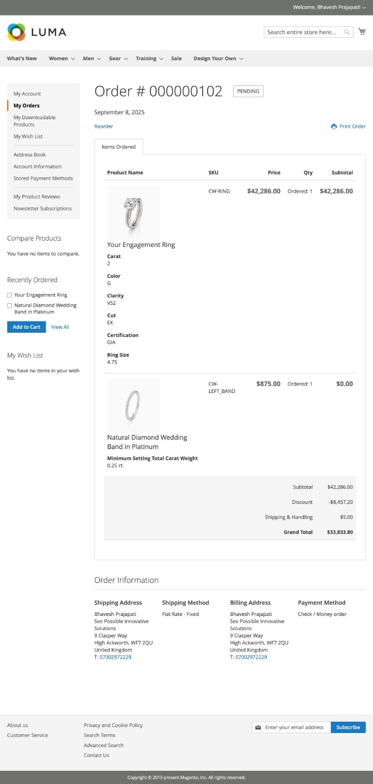 Customer Order View Screenshot Placeholder