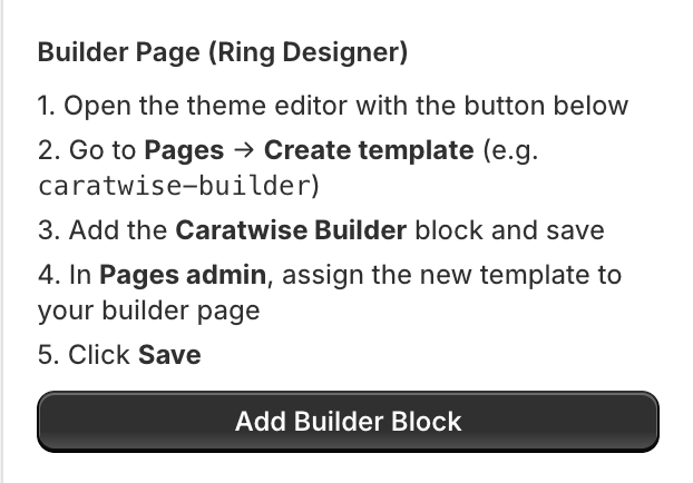 Ring Builder Page Setup